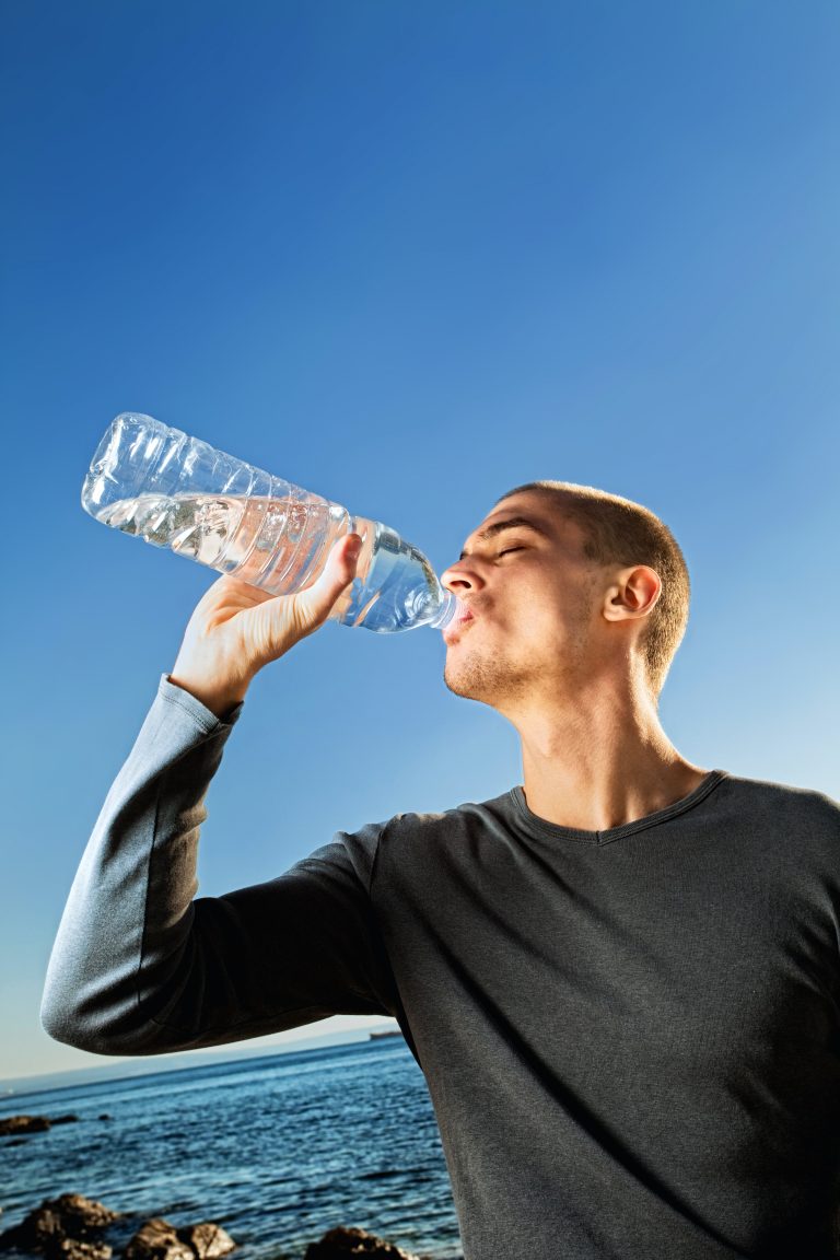 Male drinking water